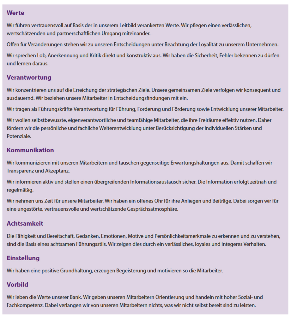 Führungsleitlinien der Evangelischen Bank
