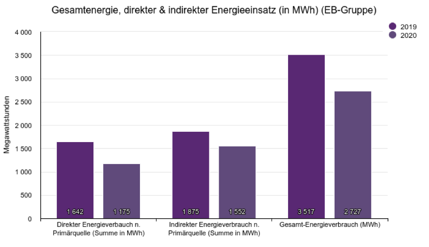 Gesamtenergie, direkter & indirekter Engergieeinsatz (in MWh) (EB-Gruppe)